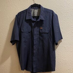 Orvis Men's Dark Blue Casual Button Down Shirt in XL